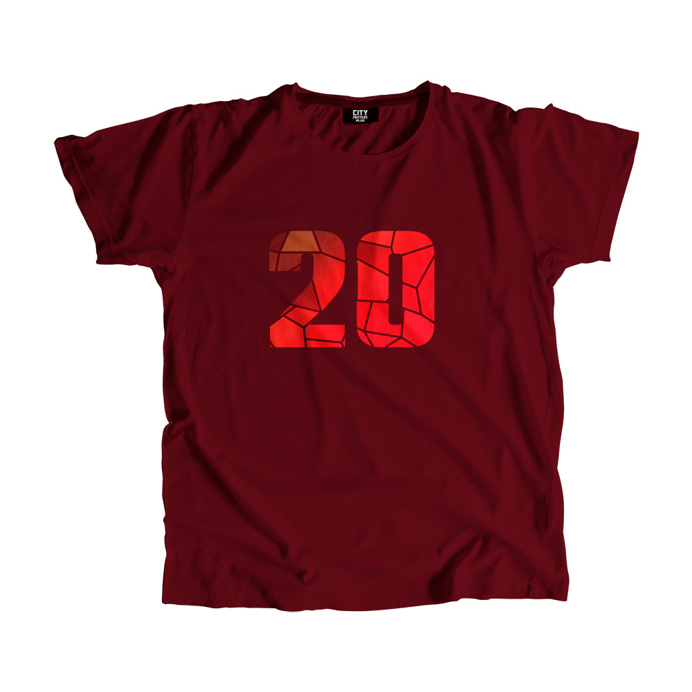 20 Number Men Unisex T-Shirt (Maroon)| Classic Numeric Graphic Tee