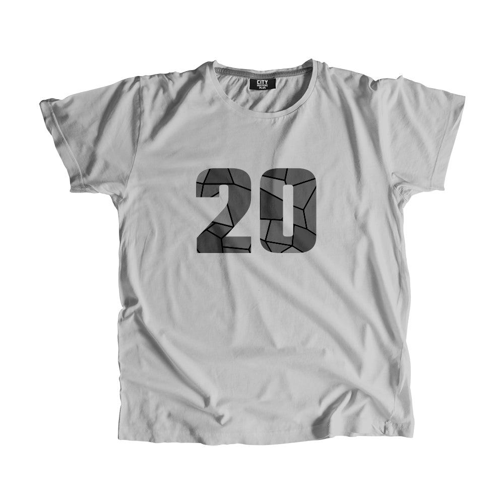 20 Number Men Unisex T-Shirt (Melange Grey)| Classic Numeric Graphic Tee