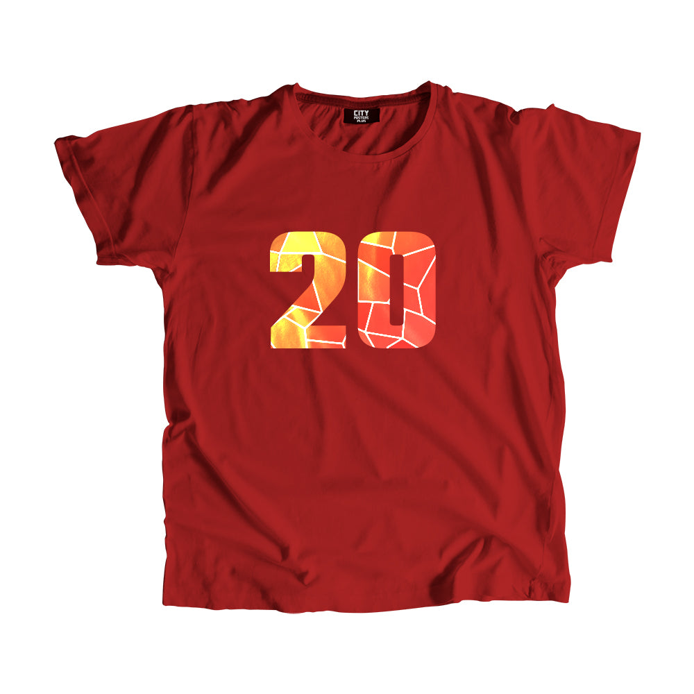 20 Number Men Unisex T-Shirt (Red)| Classic Numeric Graphic Tee