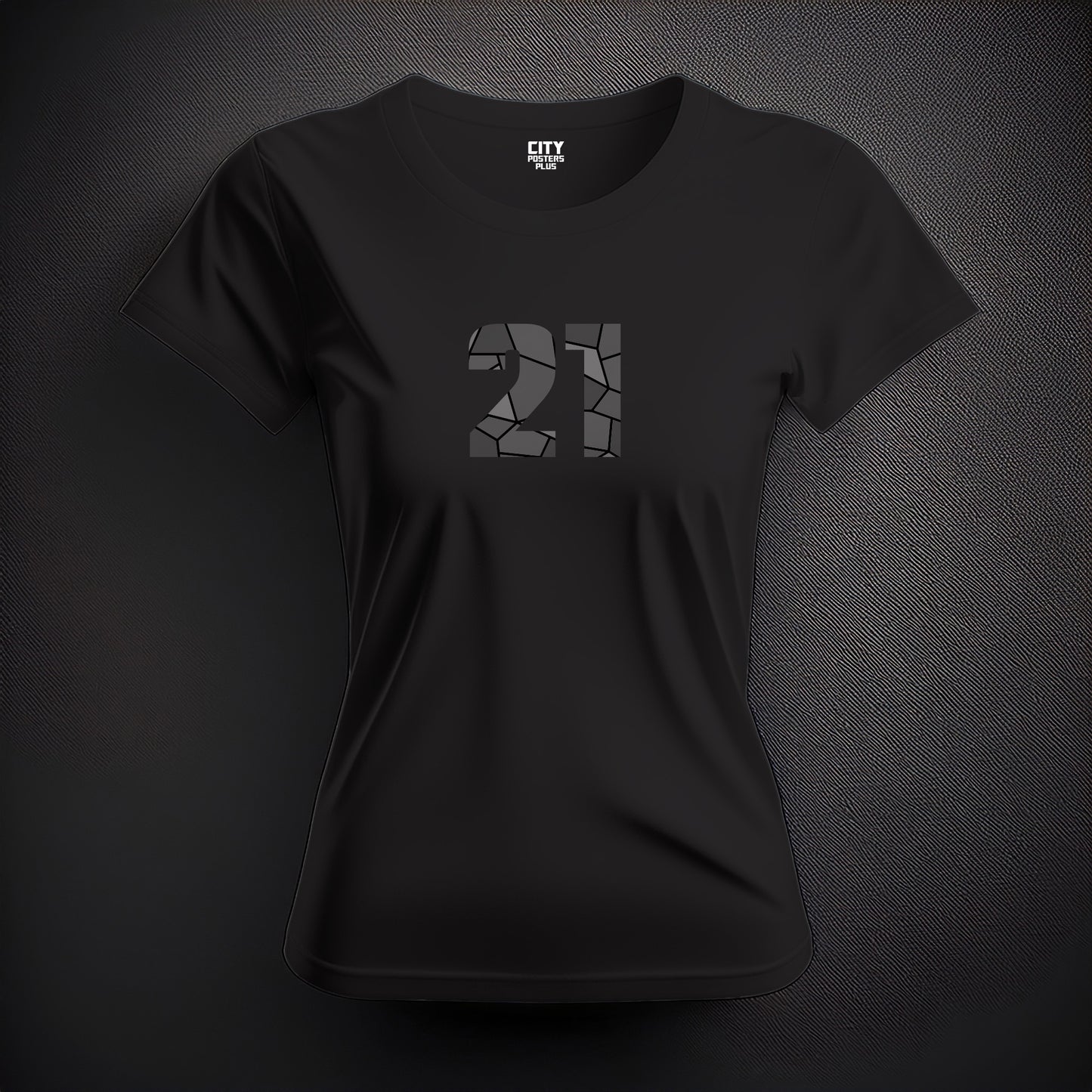 21 Number Women T-Shirt (Black) | Stylish Numeric Graphic Tee