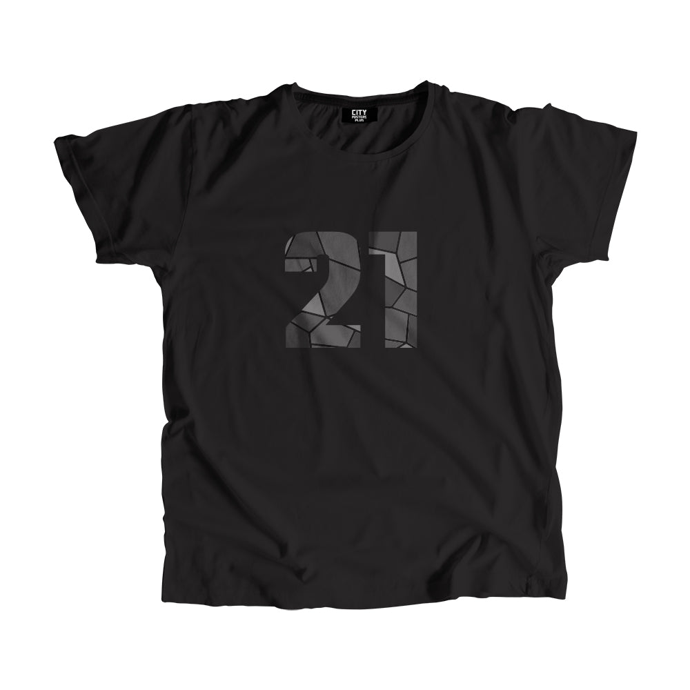 21 Number Men Unisex T-Shirt (Black)| Classic Numeric Graphic Tee