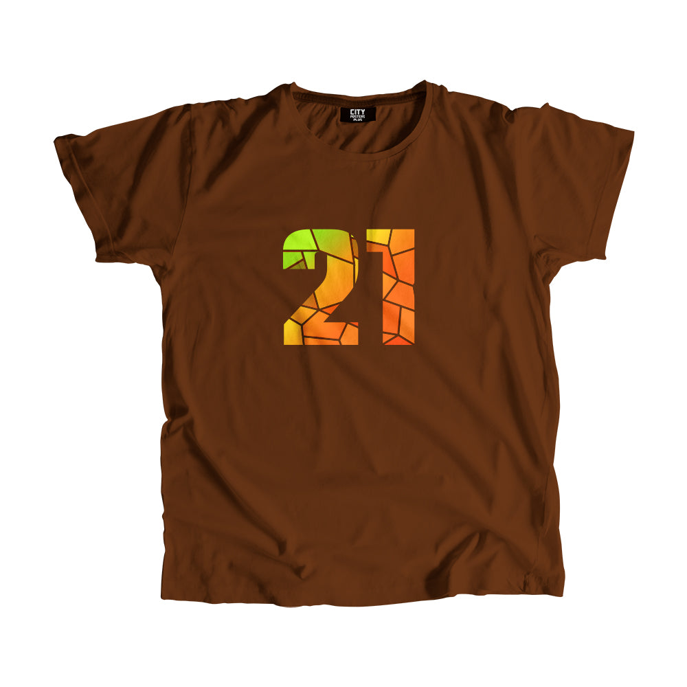 21 Number Men Unisex T-Shirt (Brown)| Classic Numeric Graphic Tee