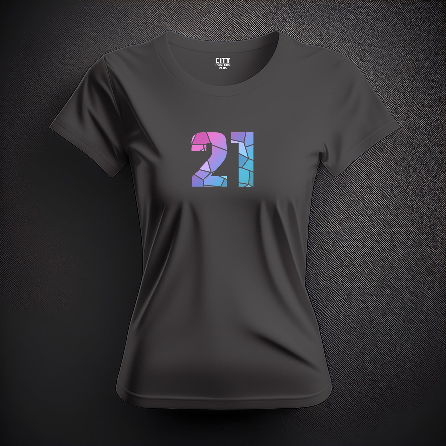21 Number Women T-Shirt (Charcoal Grey) | Stylish Numeric Graphic Tee