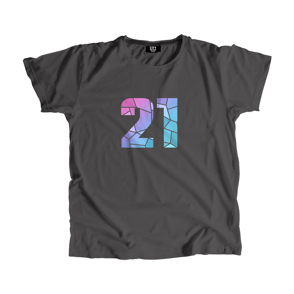 21 Number Men Unisex T-Shirt (Charcoal Grey)| Classic Numeric Graphic Tee