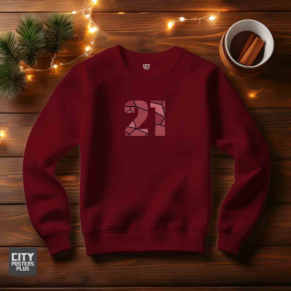 21 Number Unisex Sweatshirt (Maroon) Premium Graphic Crewneck