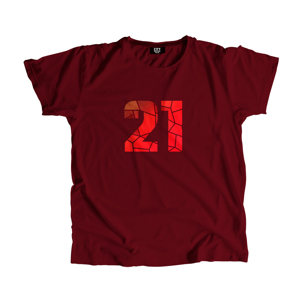 21 Number Men Unisex T-Shirt (Maroon)| Classic Numeric Graphic Tee