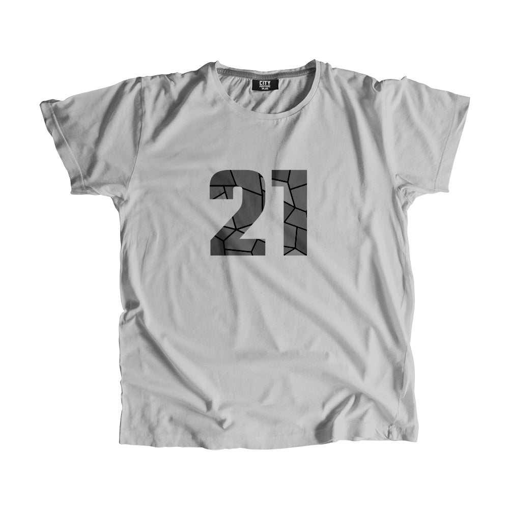 21 Number Men Unisex T-Shirt (Melange Grey)| Classic Numeric Graphic Tee