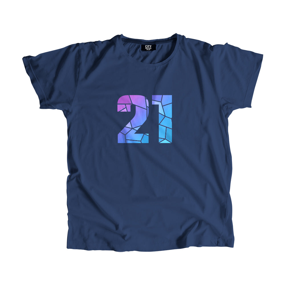 21 Number Men Unisex T-Shirt (Navy Blue)| Classic Numeric Graphic Tee