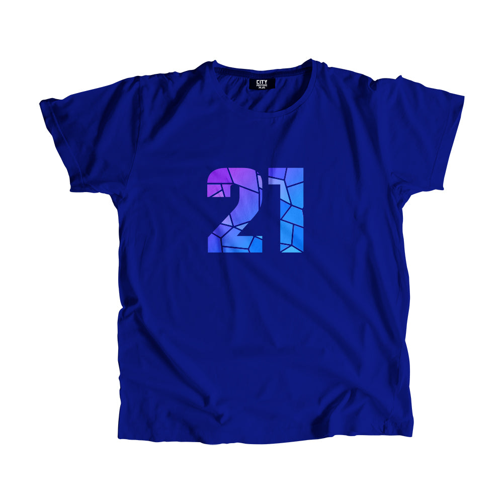21 Number Men Unisex T-Shirt (Royal Blue)| Classic Numeric Graphic Tee