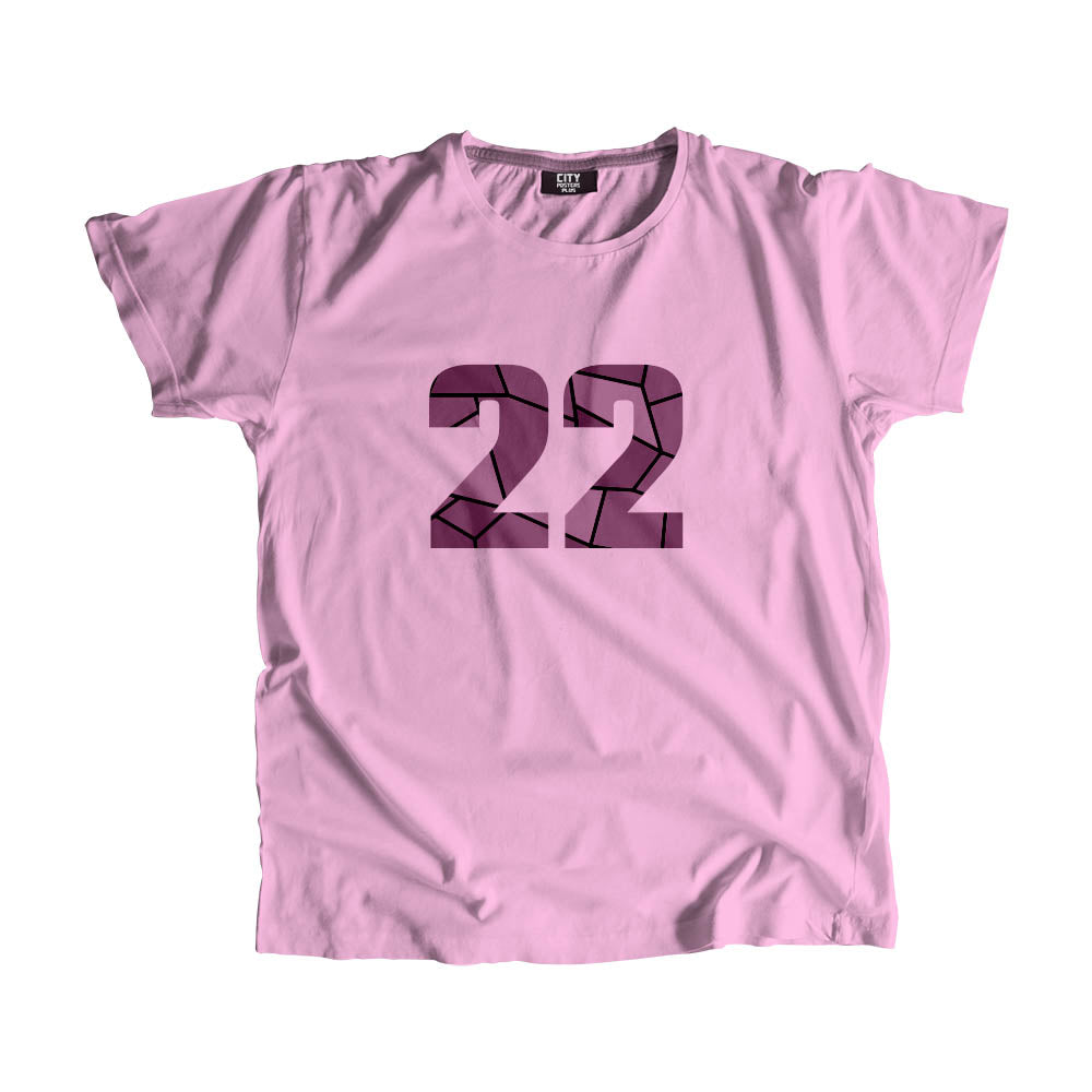 22 Number Men Unisex T-Shirt (Light Pink)| Classic Numeric Graphic Tee
