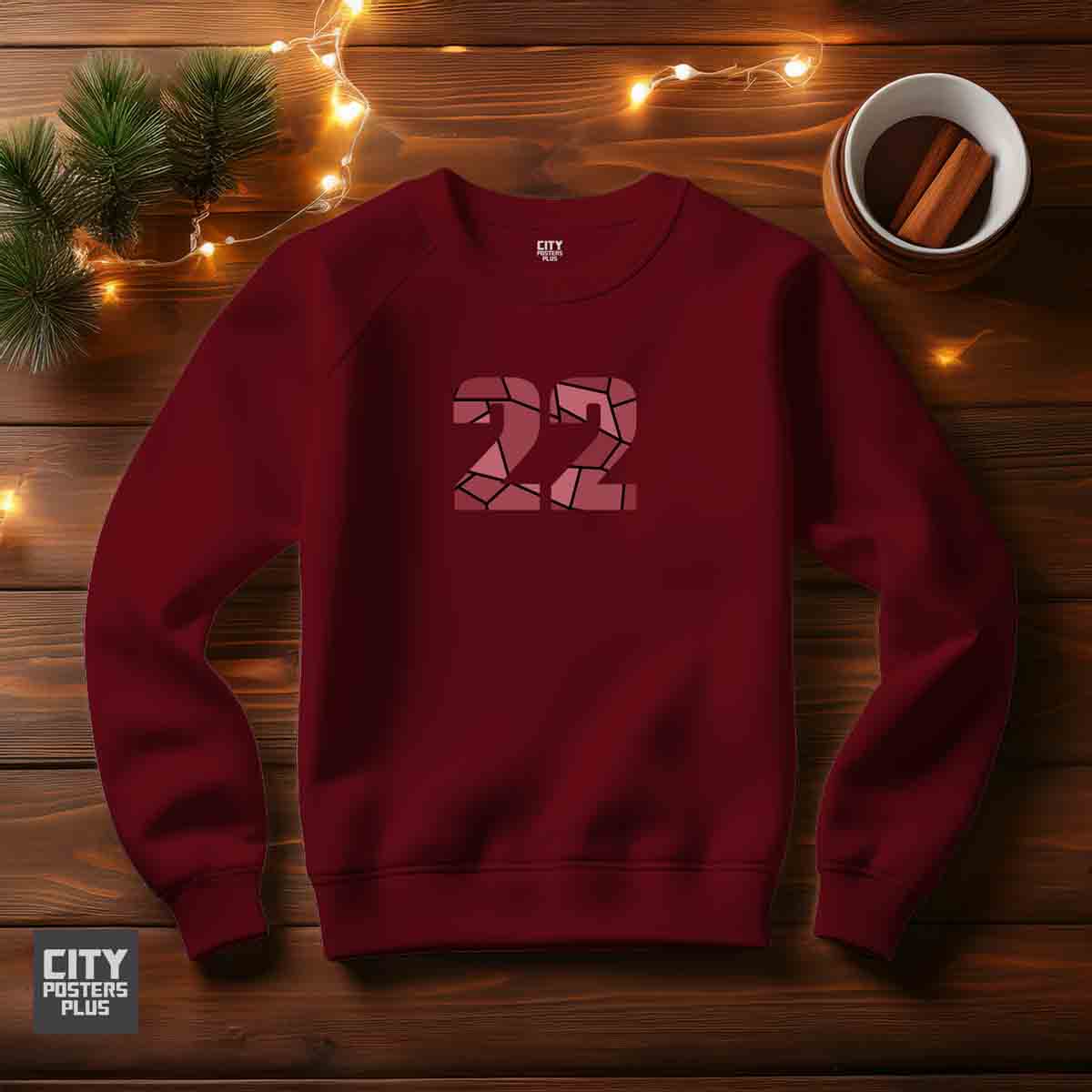 22 Number Unisex Sweatshirt (Maroon) Premium Graphic Crewneck