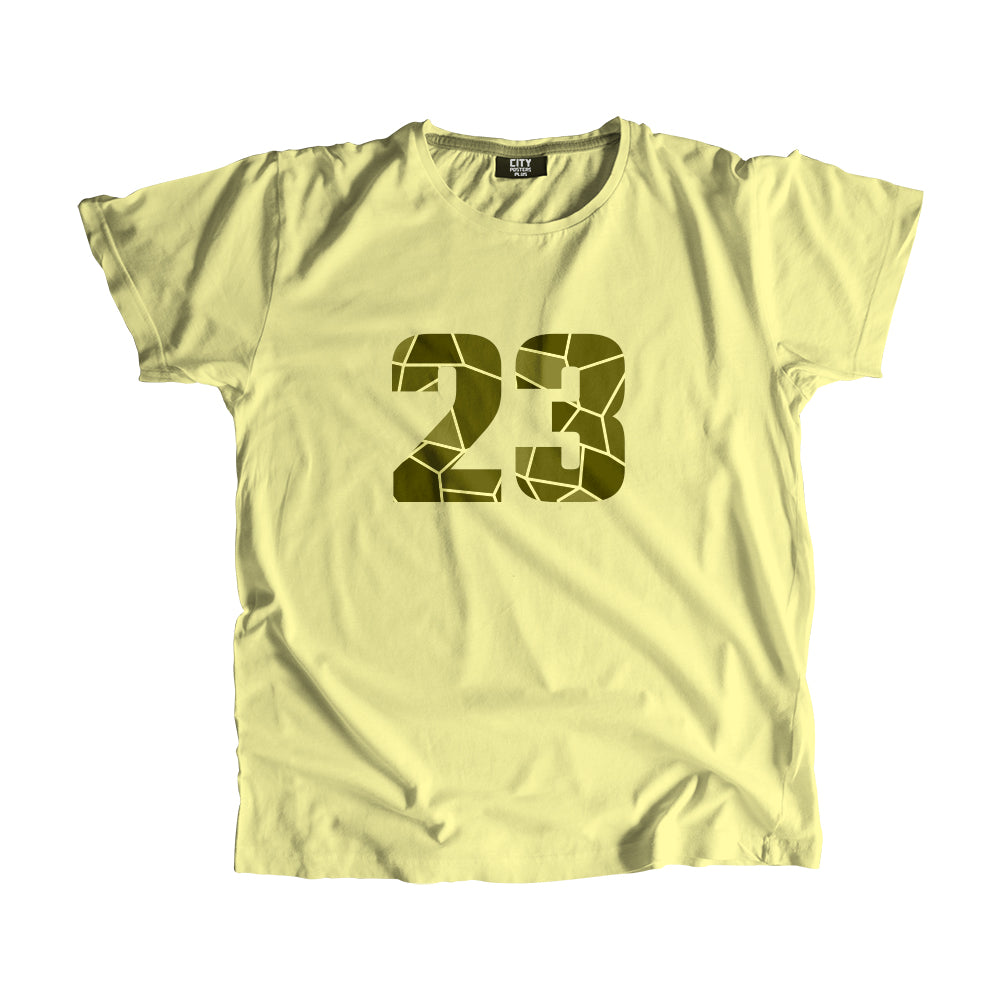 23 Number Men Unisex T-Shirt (Butter Yellow)| Classic Numeric Graphic Tee