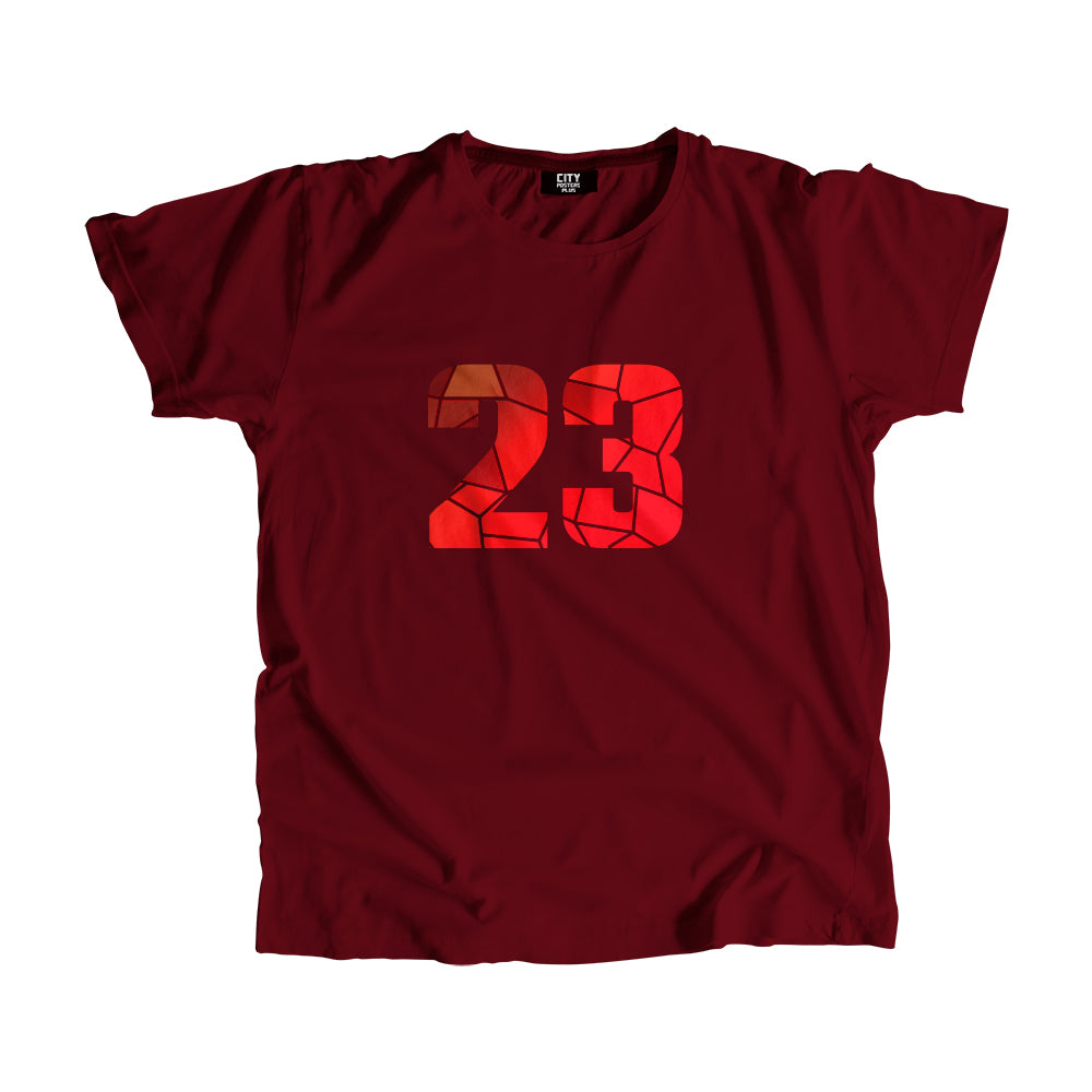 23 Number Men Unisex T-Shirt (Maroon)| Classic Numeric Graphic Tee