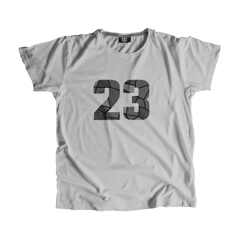 23 Number Men Unisex T-Shirt (Melange Grey)| Classic Numeric Graphic Tee