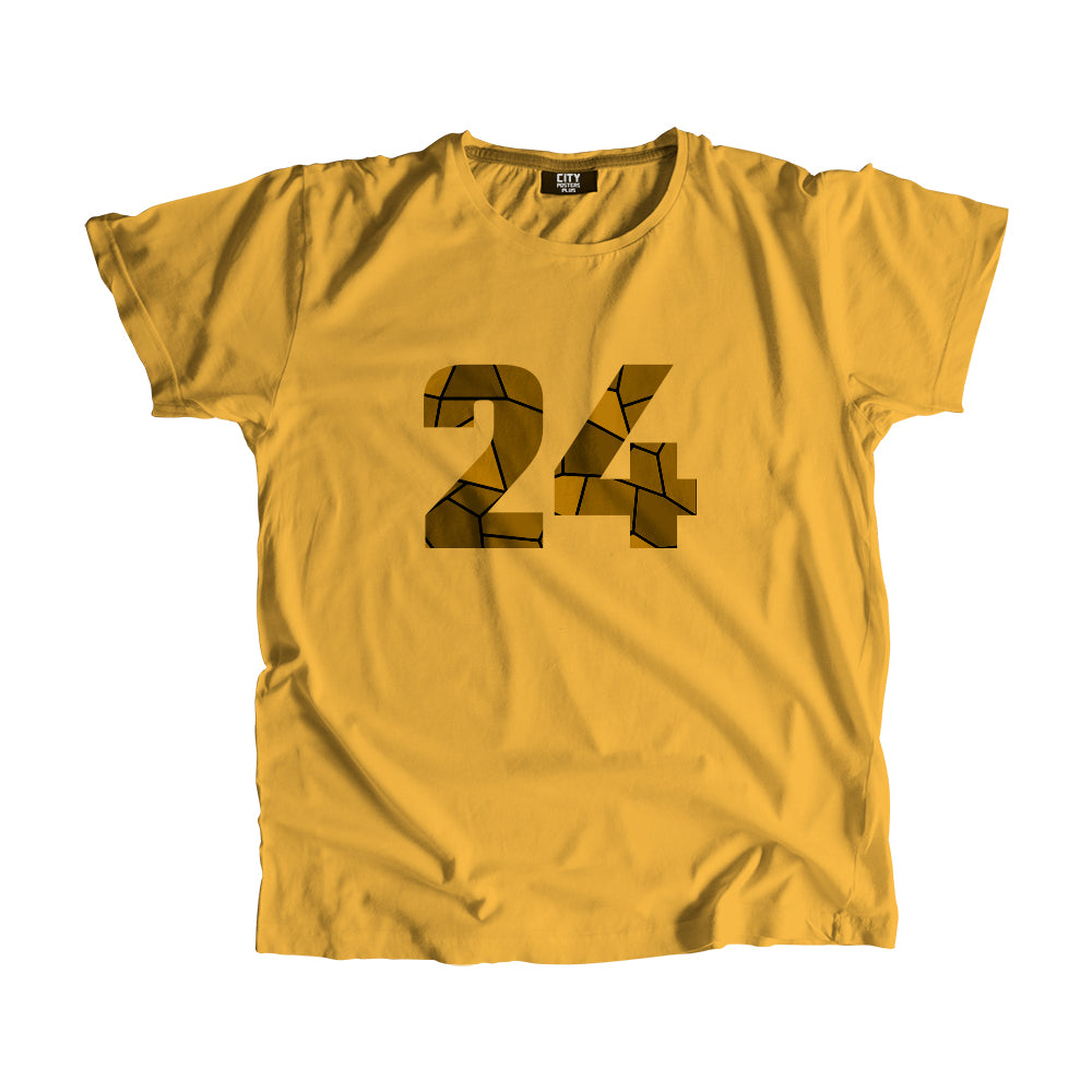 24 Number Men Unisex T-Shirt (Golden Yellow)| Classic Numeric Graphic Tee