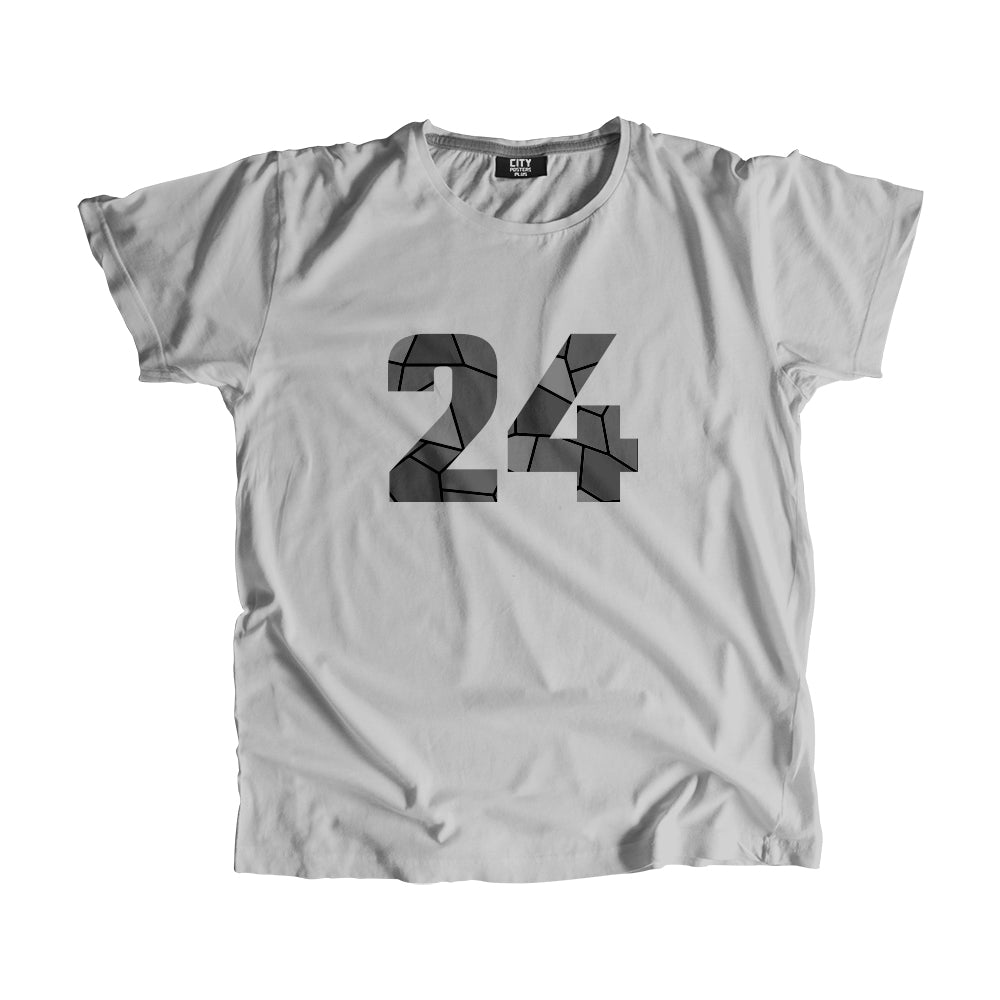 24 Number Men Unisex T-Shirt (Melange Grey)| Classic Numeric Graphic Tee