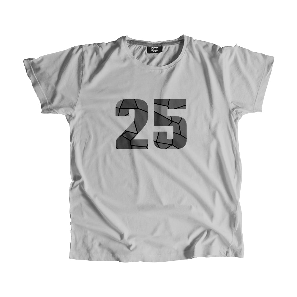 25 Number Men Unisex T-Shirt (Melange Grey)| Classic Numeric Graphic Tee