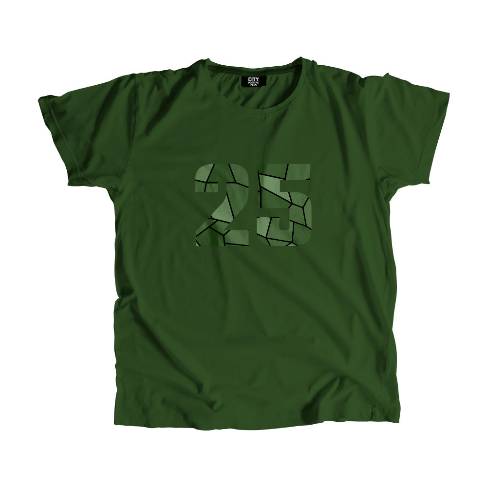 25 Number Men Unisex T-Shirt (Olive Green)| Classic Numeric Graphic Tee