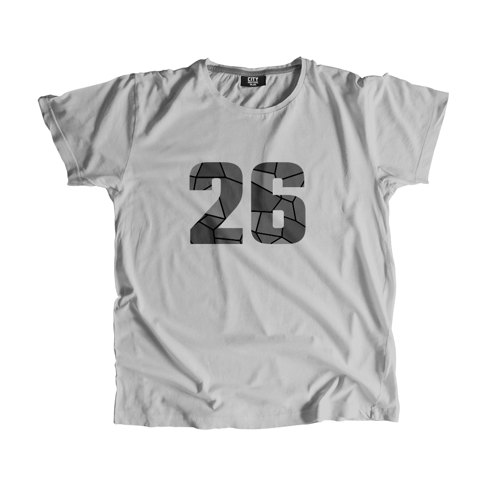 26 Number Men Unisex T-Shirt (Melange Grey)| Classic Numeric Graphic Tee