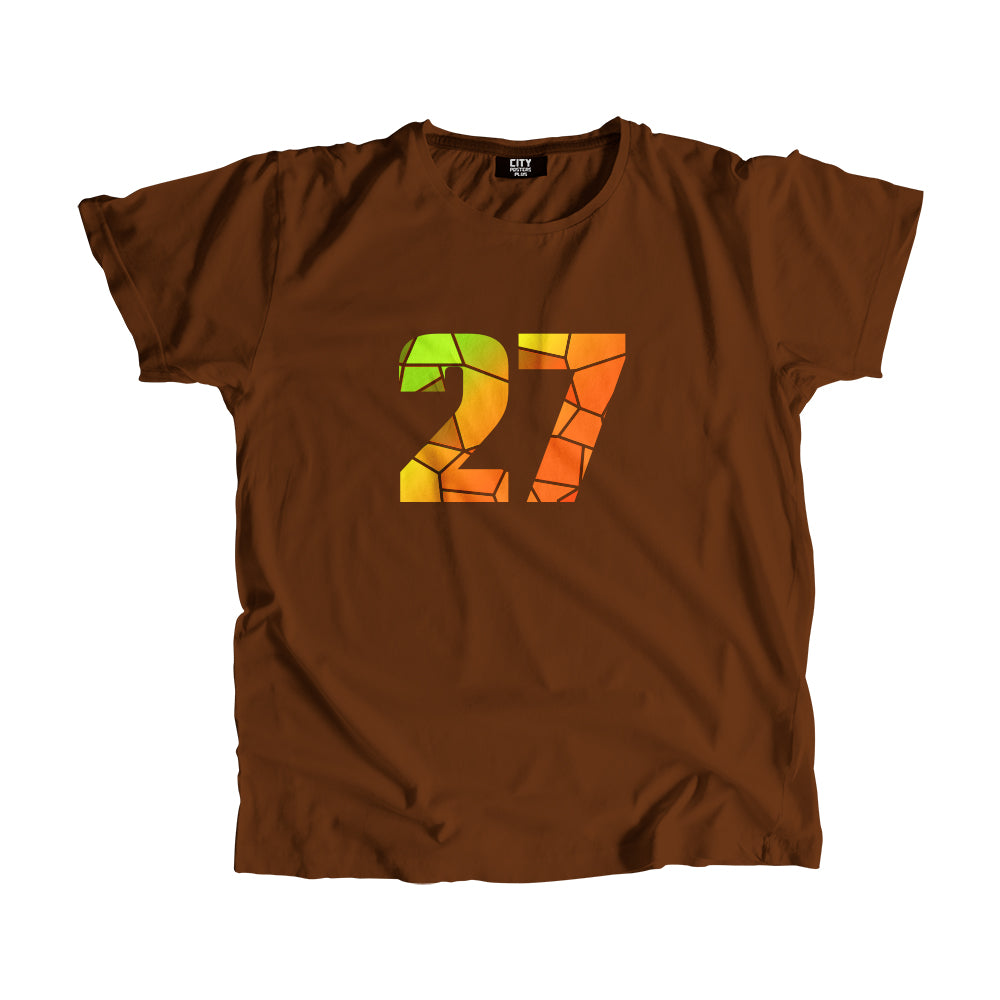 27 Number Men Unisex T-Shirt (Brown)| Classic Numeric Graphic Tee