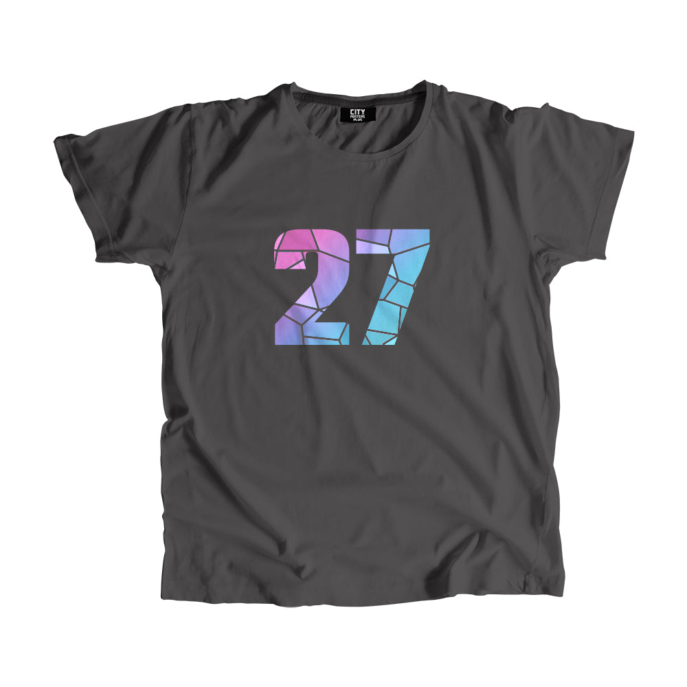 27 Number Men Unisex T-Shirt (Charcoal Grey)| Classic Numeric Graphic Tee