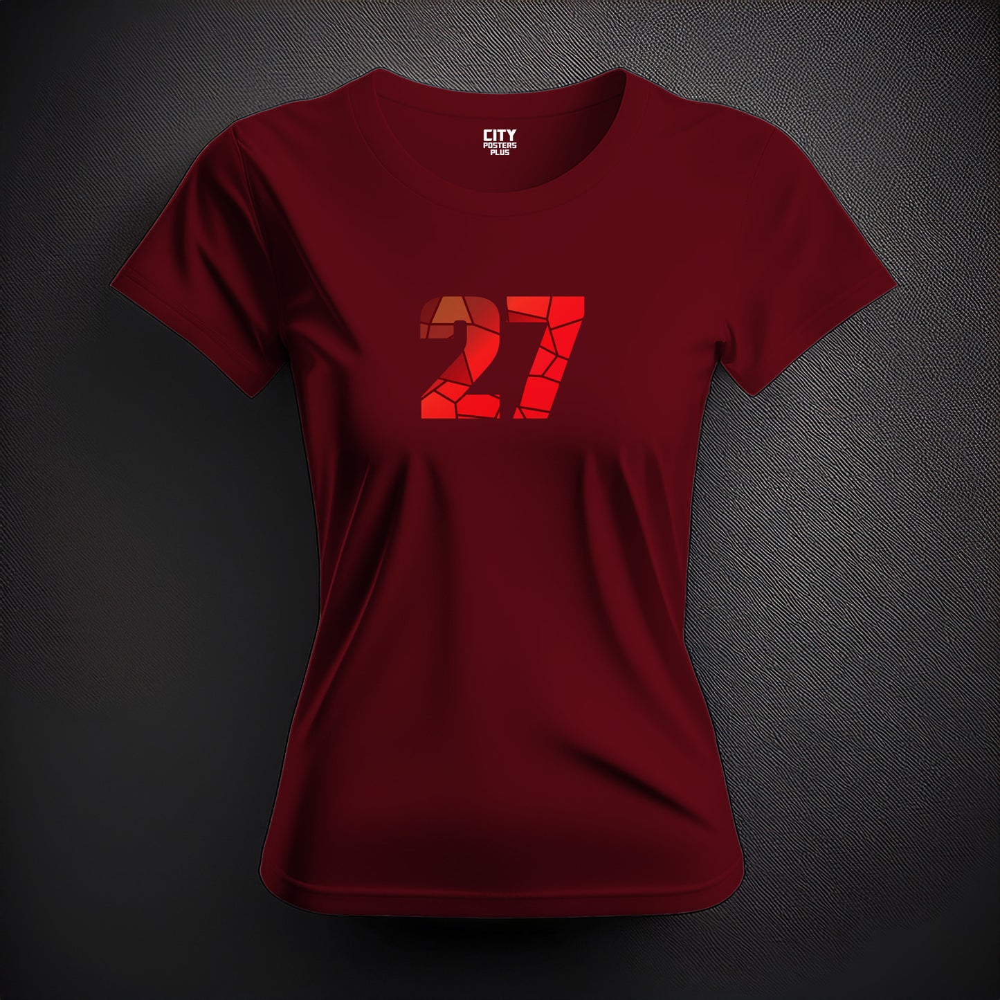 Number 27 Women T-Shirt (Maroon) | Stylish Numeric Graphic Tee