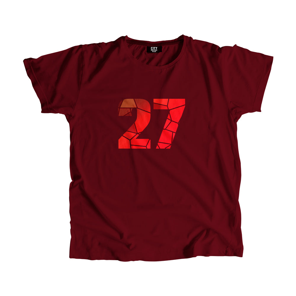 27 Number Men Unisex T-Shirt (Maroon)| Classic Numeric Graphic Tee