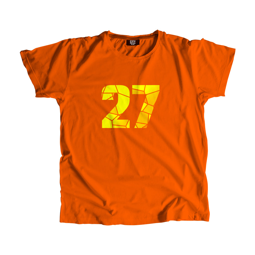 27 Number Men Unisex T-Shirt (Orange)| Classic Numeric Graphic Tee