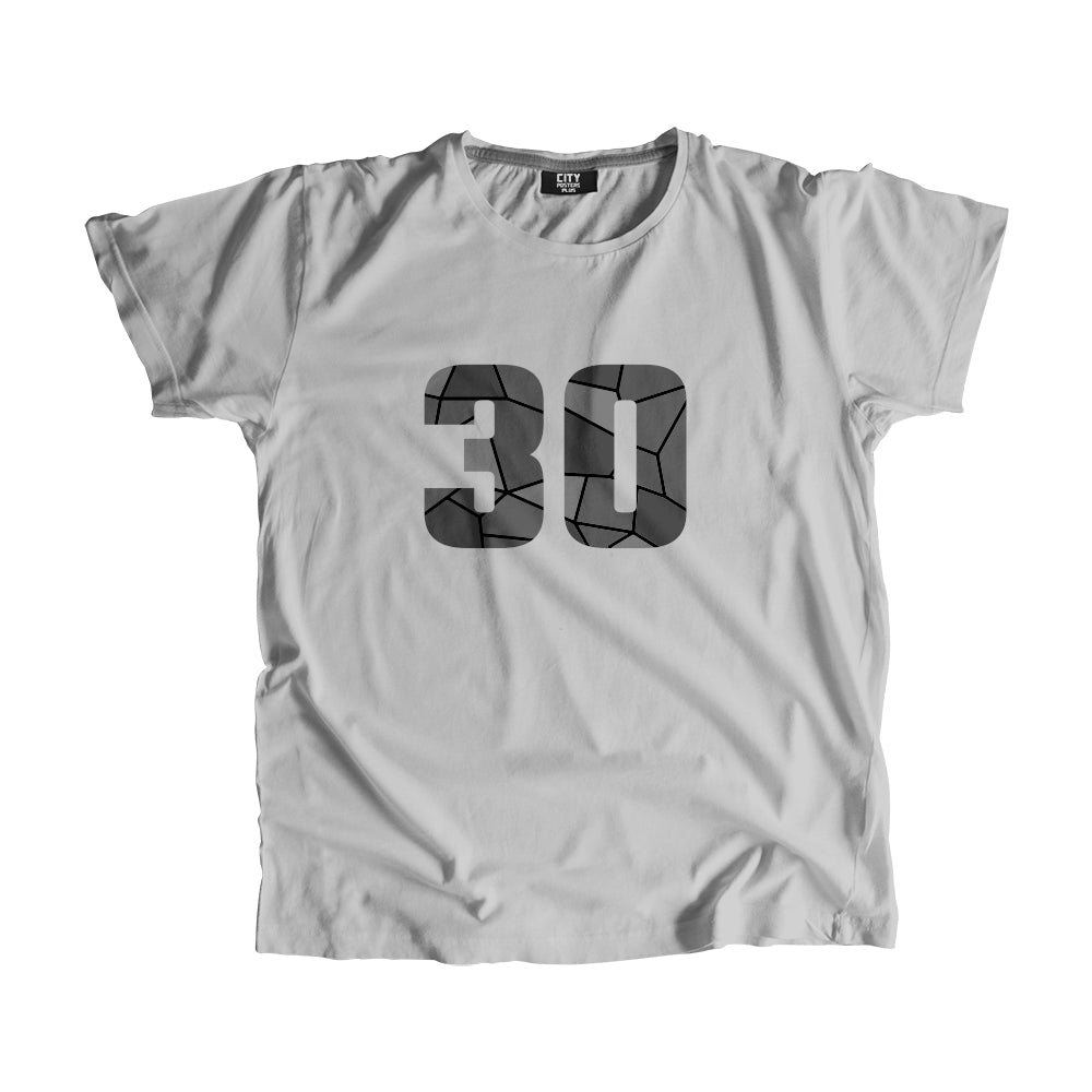 30 Number Men Unisex T-Shirt (Melange Grey)| Classic Numeric Graphic Tee