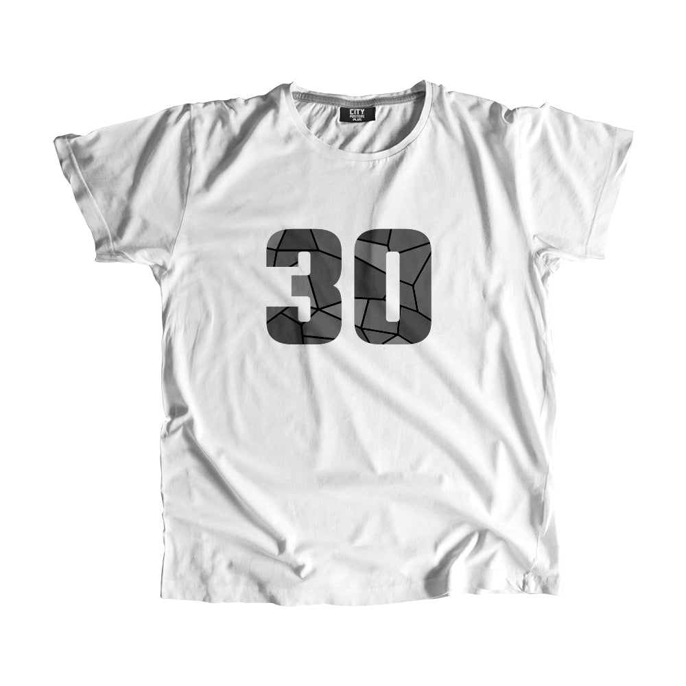 30 Number Men Unisex T-Shirt (White)| Classic Numeric Graphic Tee