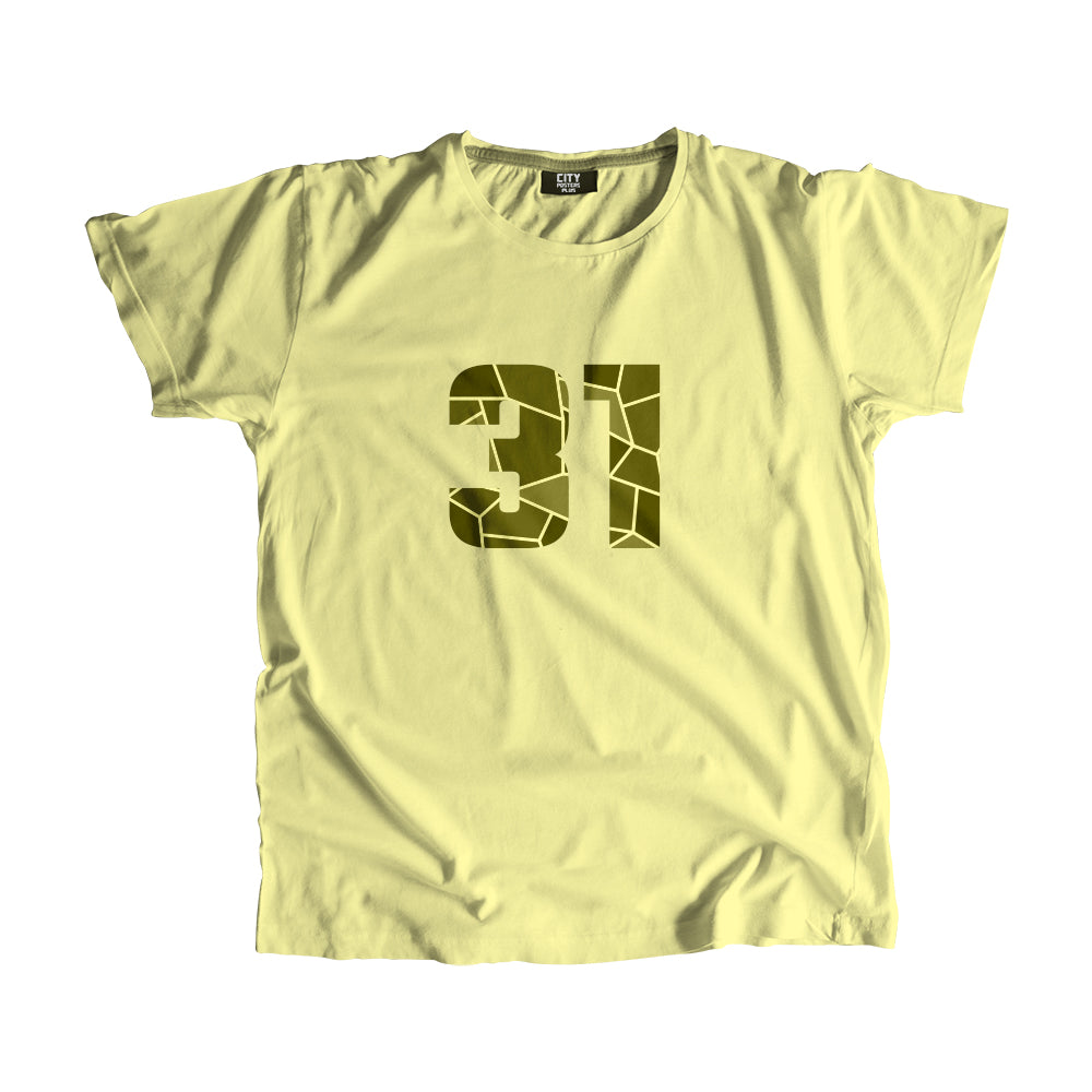 31 Number Men Unisex T-Shirt (Butter Yellow)| Classic Numeric Graphic Tee
