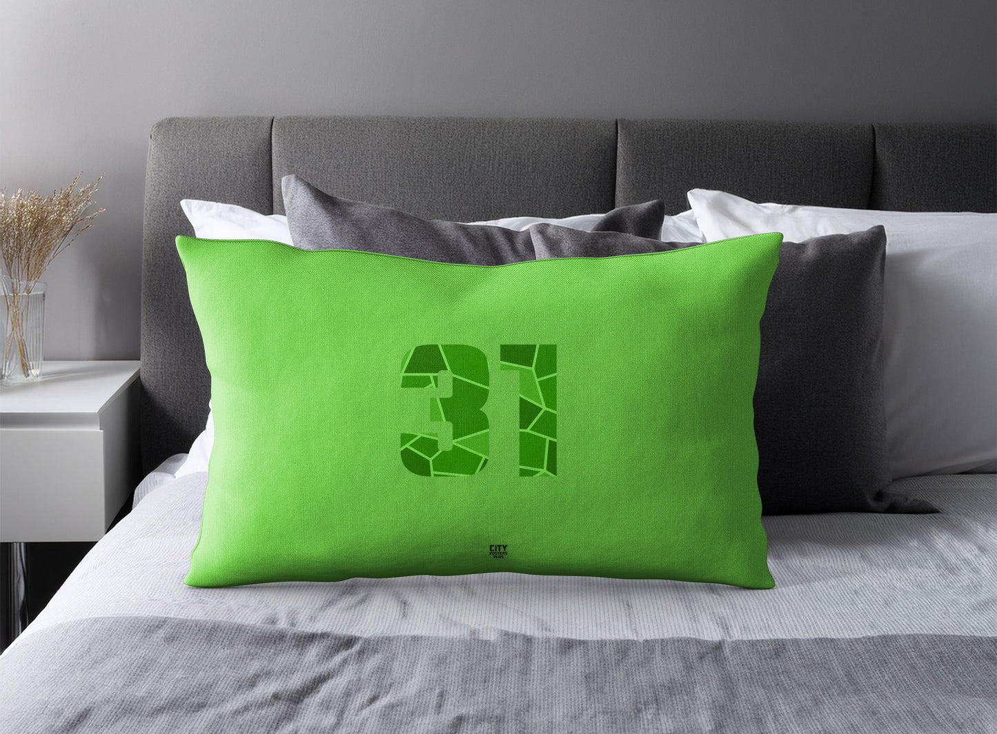 Print Deliver Plus 31 Number Pillow Case and Pillow Throw (Liril Green)