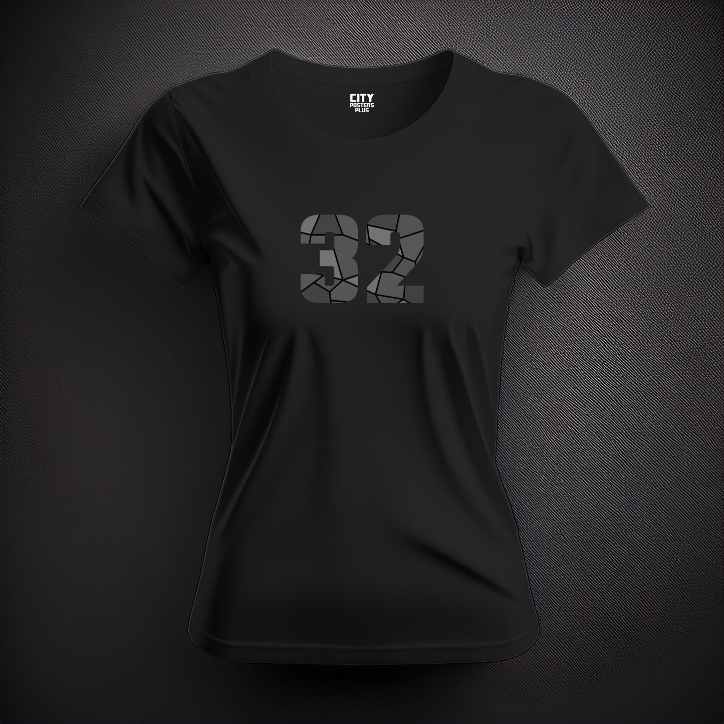 Number 32 Women T-Shirt (Black) | Stylish Numeric Graphic Tee