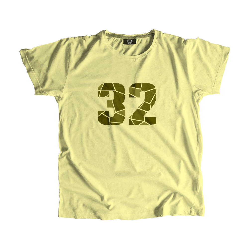 32 Number Men Unisex T-Shirt (Butter Yellow)| Classic Numeric Graphic Tee