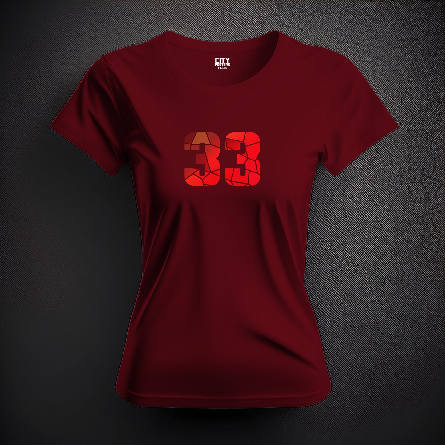 Number 33 Women T-Shirt (Maroon) | Stylish Numeric Graphic Tee