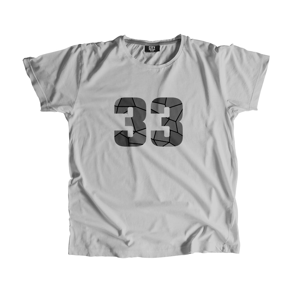 33 Number Men Unisex T-Shirt (Melange Grey)| Classic Numeric Graphic Tee
