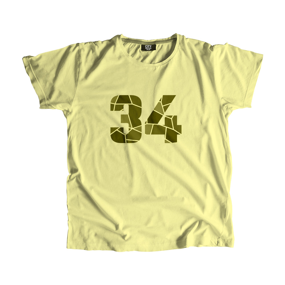 34 Number Men Unisex T-Shirt (Butter Yellow)| Classic Numeric Graphic Tee