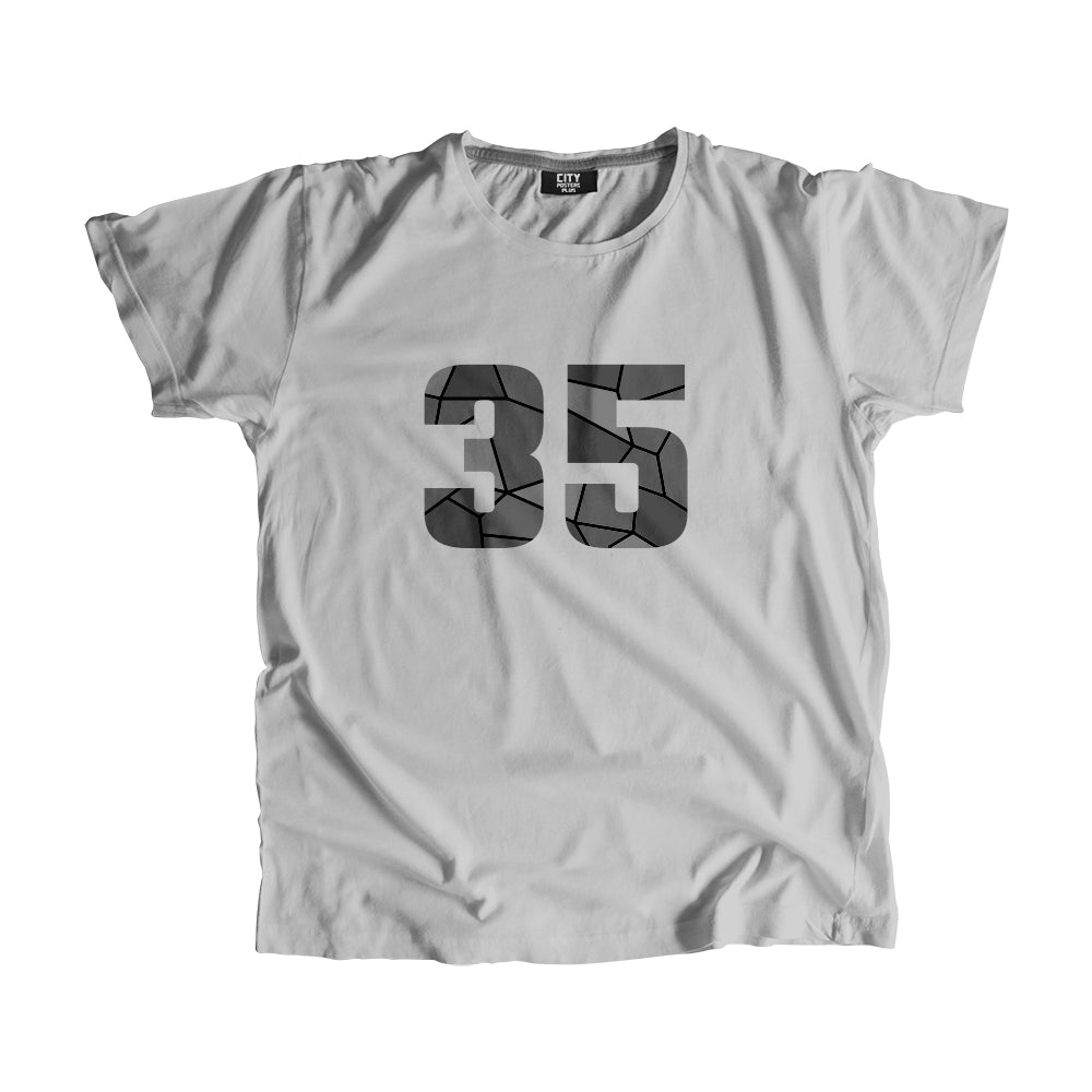 35 Number Men Unisex T-Shirt (Melange Grey)| Classic Numeric Graphic Tee
