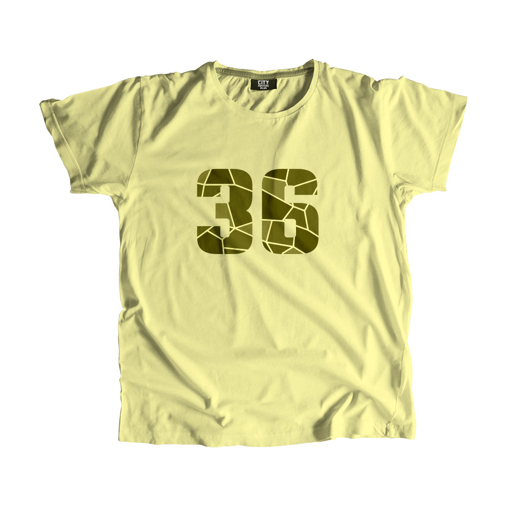 36 Number Men Unisex T-Shirt (Butter Yellow)| Classic Numeric Graphic Tee