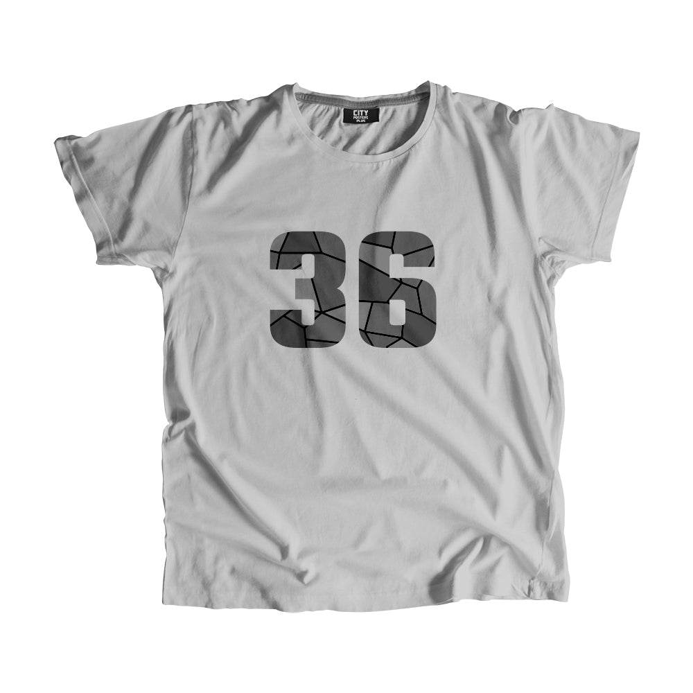 36 Number Men Unisex T-Shirt (Melange Grey)| Classic Numeric Graphic Tee