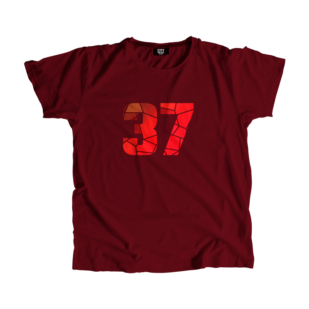 37 Number Men Unisex T-Shirt (Maroon)| Classic Numeric Graphic Tee