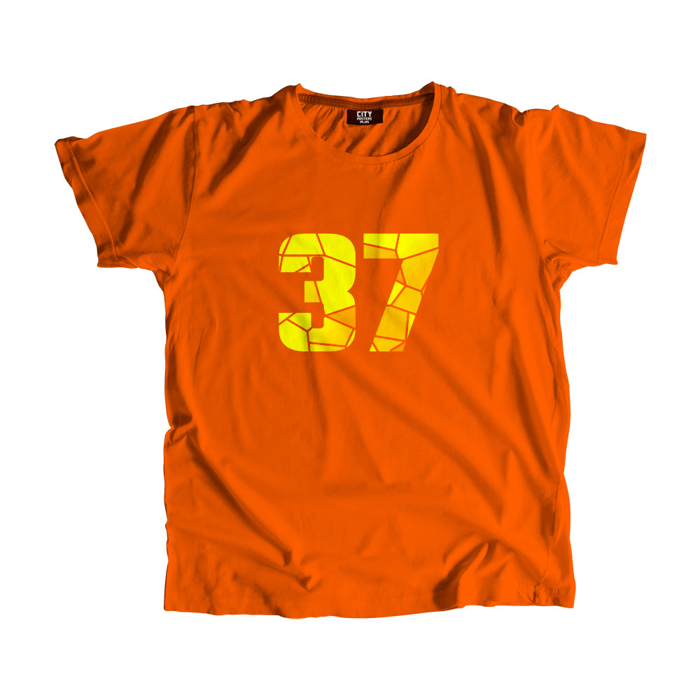 37 Number Men Unisex T-Shirt (Orange)| Classic Numeric Graphic Tee