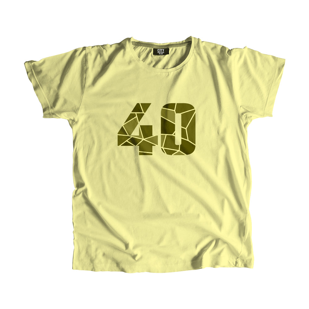 40 Number Men Unisex T-Shirt (Butter Yellow)| Classic Numeric Graphic Tee