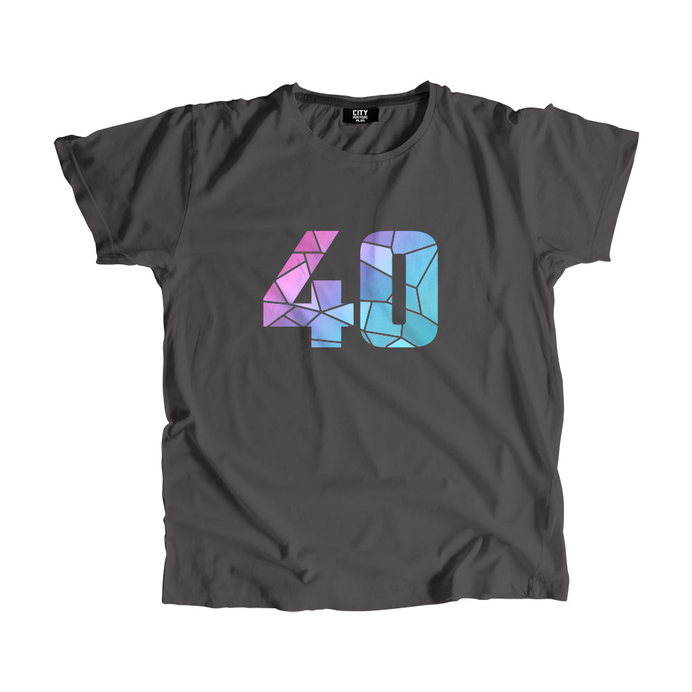 40 Number Men Unisex T-Shirt (Charcoal Grey)| Classic Numeric Graphic Tee
