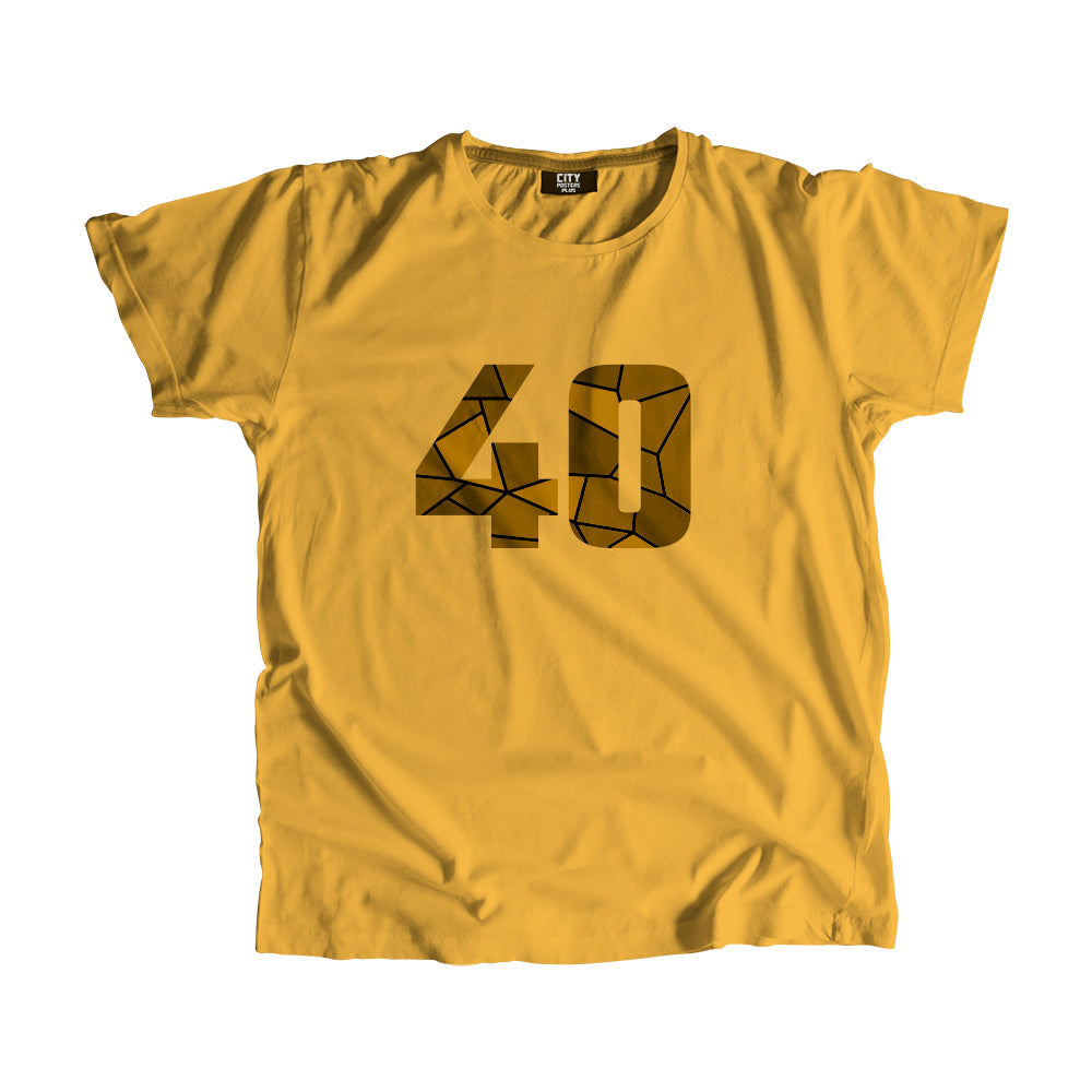40 Number Men Unisex T-Shirt (Golden Yellow)| Classic Numeric Graphic Tee