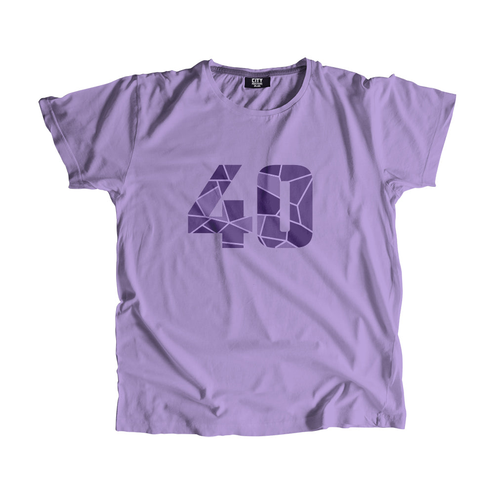 40 Number Men Unisex T-Shirt (Iris Lavender)| Classic Numeric Graphic Tee