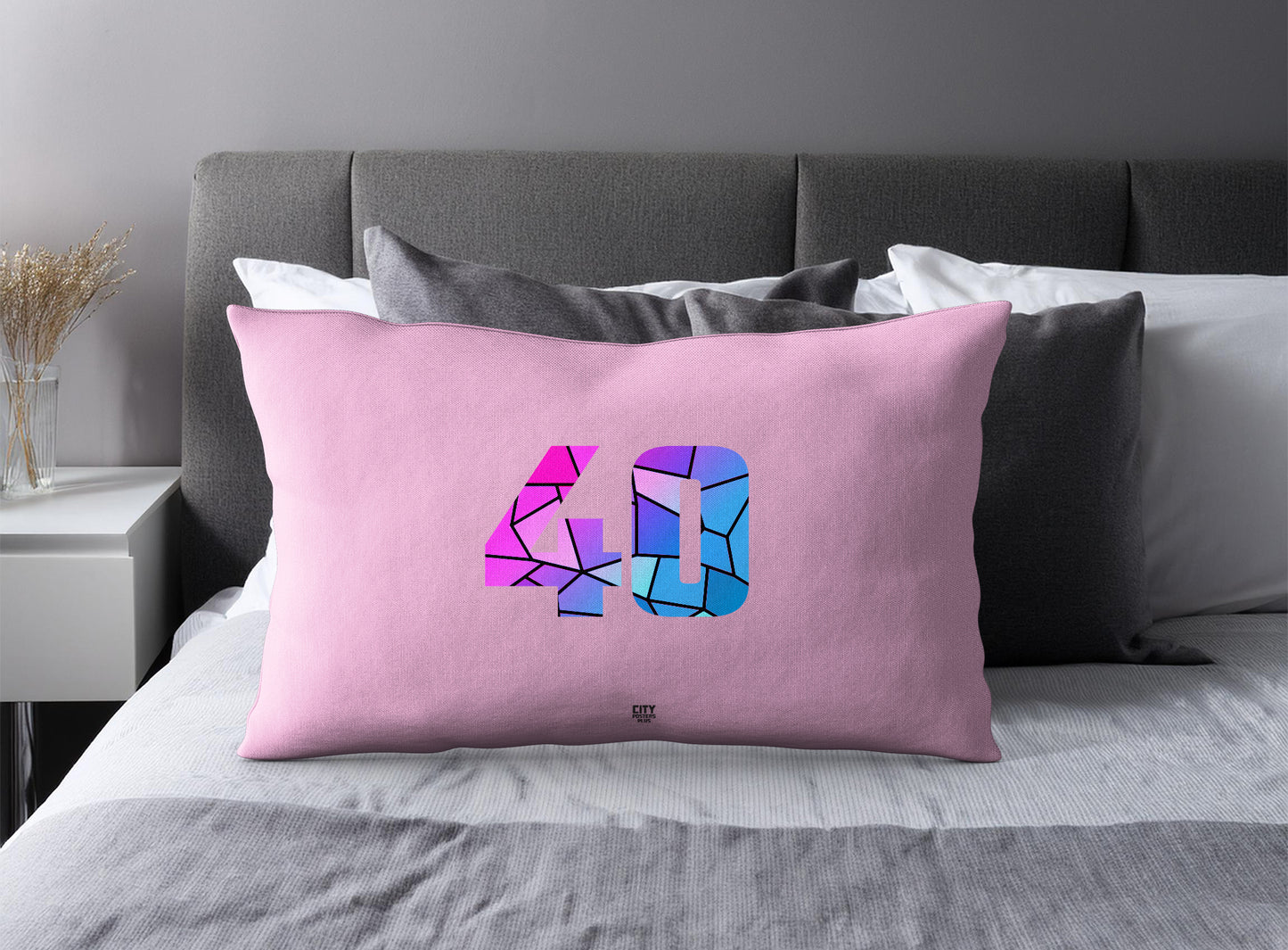 40 Number Square & Rectangle Pillow Cases | Modern Numeric Throw Pillow Covers | Print Deliver Plus by City Posters Plus
