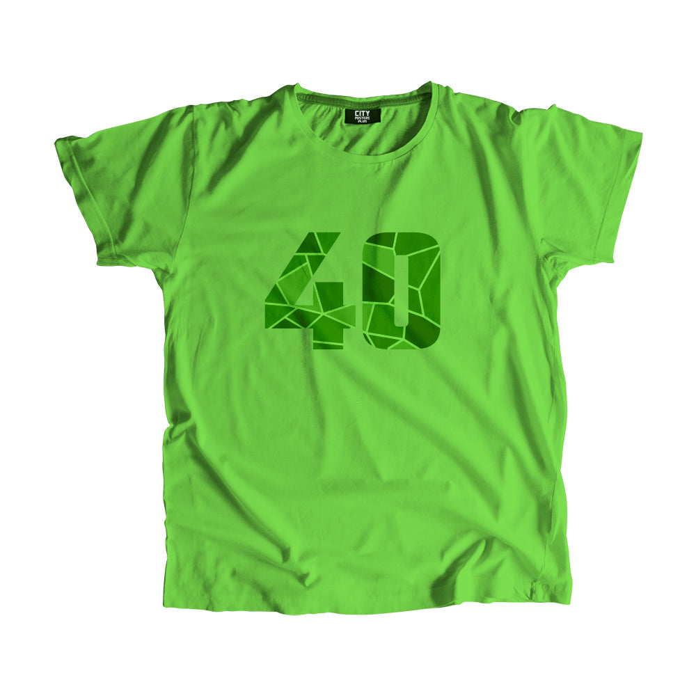 40 Number Men Unisex T-Shirt (Liril Green)| Classic Numeric Graphic Tee