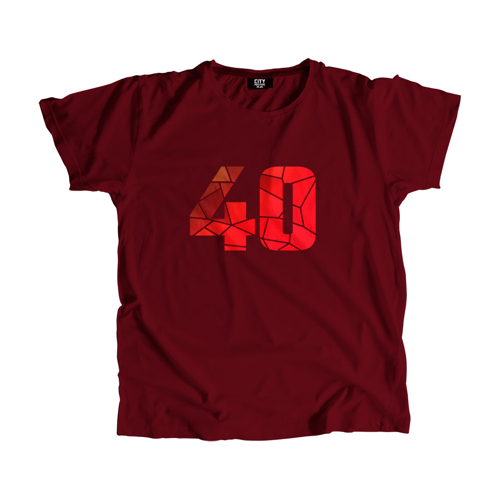 40 Number Men Unisex T-Shirt (Maroon)| Classic Numeric Graphic Tee
