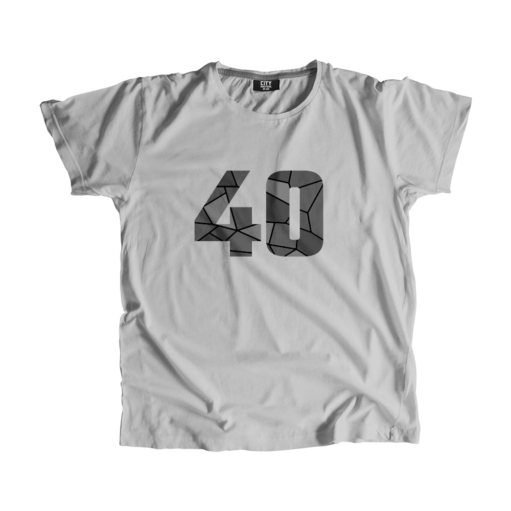 40 Number Men Unisex T-Shirt (Melange Grey)| Classic Numeric Graphic Tee